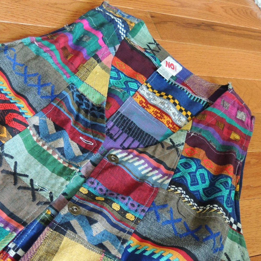 Multi-colored tapestry vest by NO Boundaries.